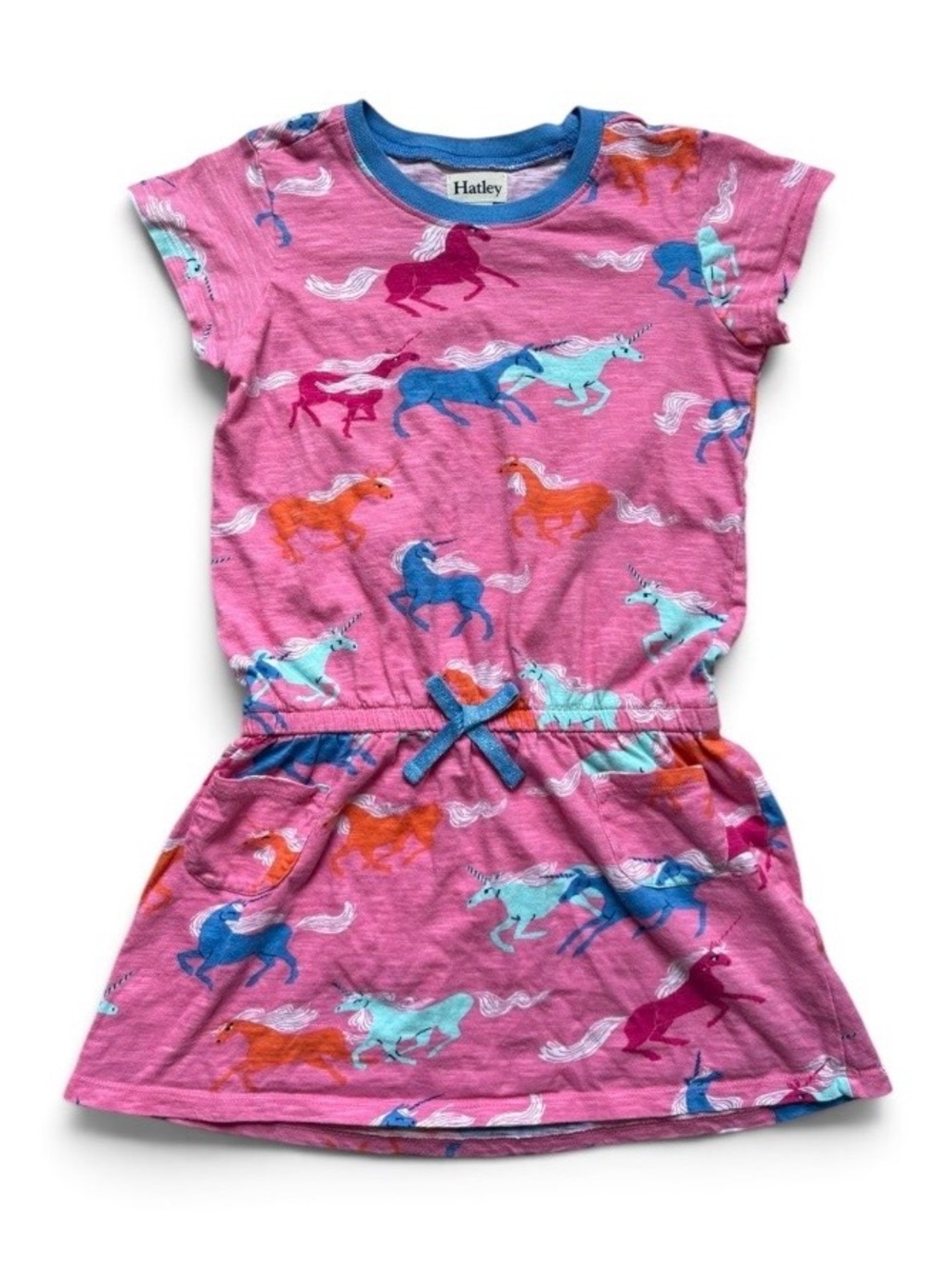 Hatley | Pink Unicorn Print Drop Waist Dress | Size 6